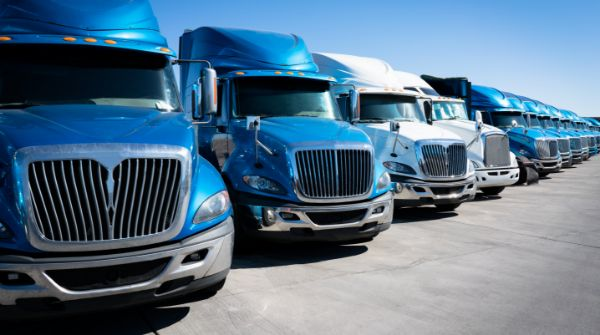 Large blue pull trucks
