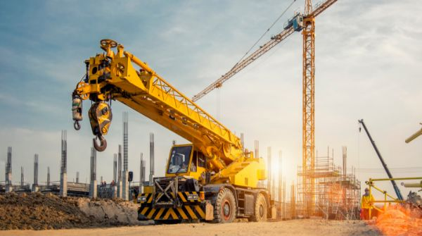 Large yellow onsite crane